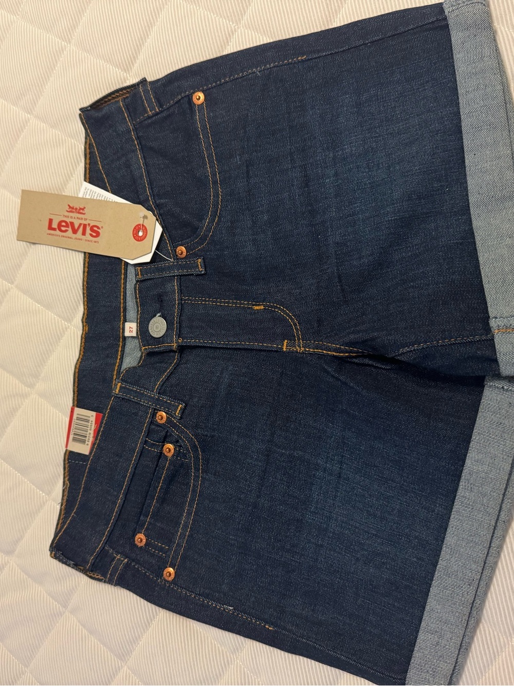 Levi's Dark Blue Cuffed Denim Shorts - Women's